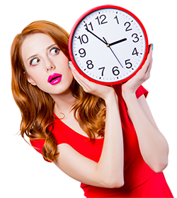 250px woman with big clock red dress shutterstock_1038522601